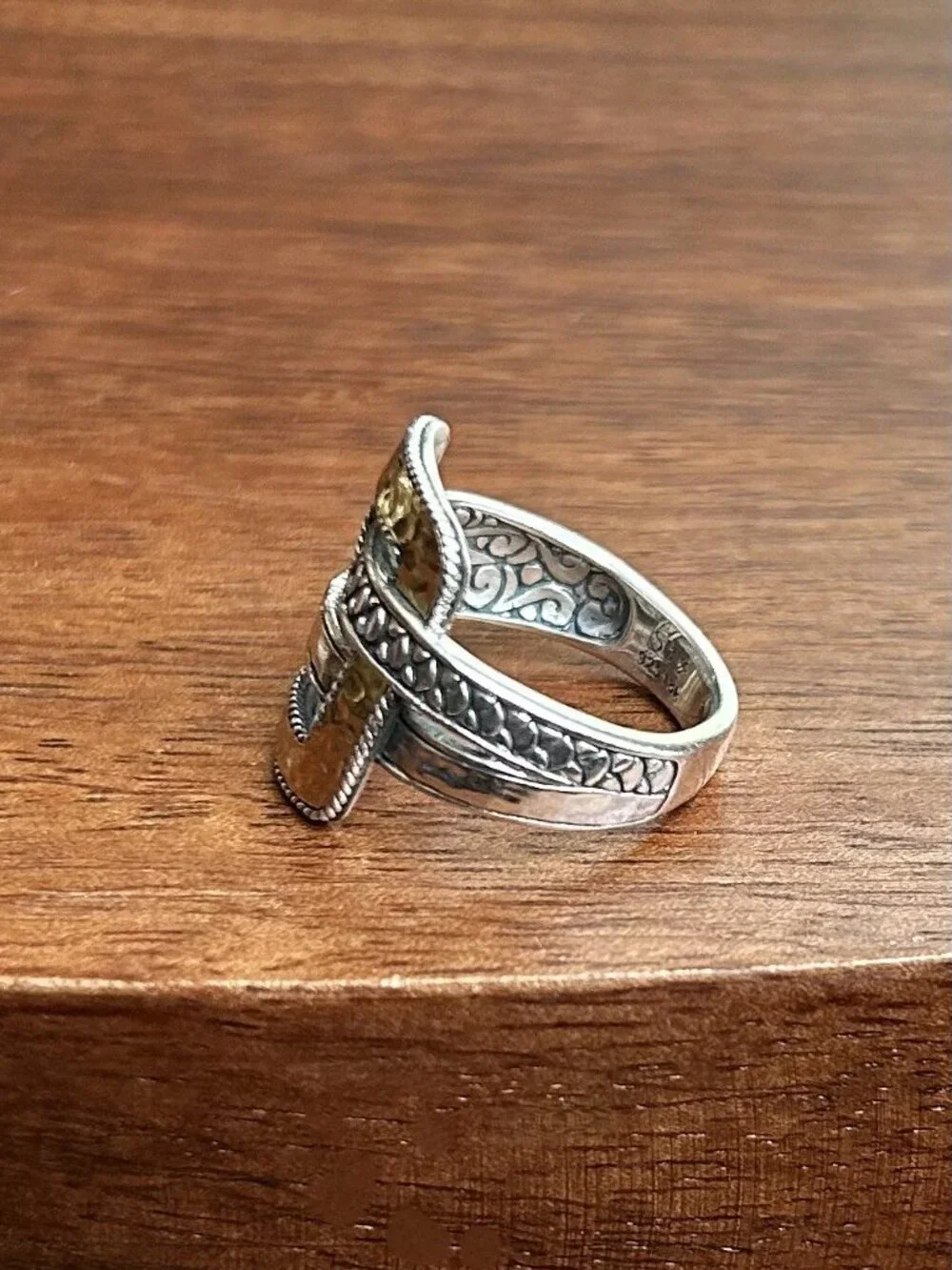 New ROSS SIMONS Sterling Silver and 18K Bali-Style Buckle Ring